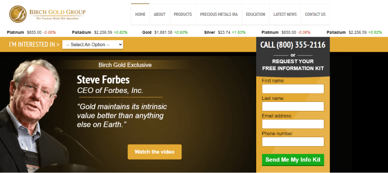 birch gold homepage