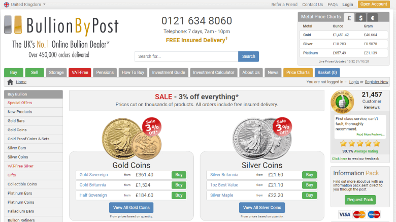 bullion by post homepage