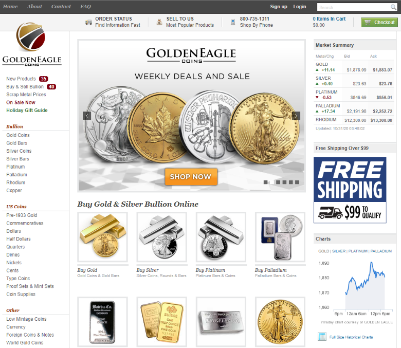 golden eagle coins homepage