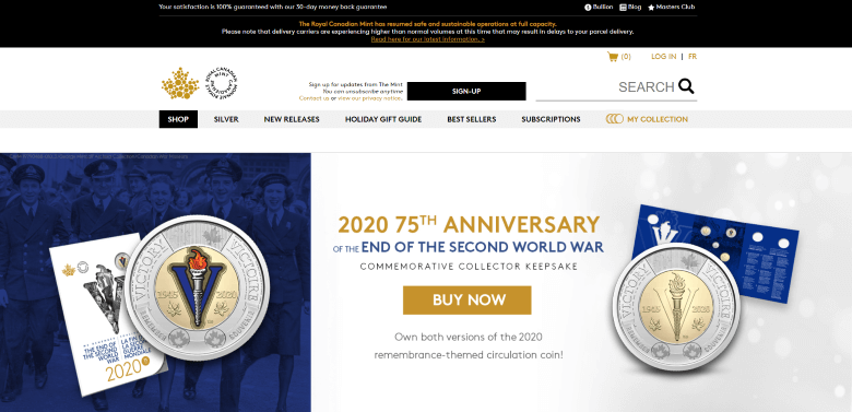 royal canadian mint homepage