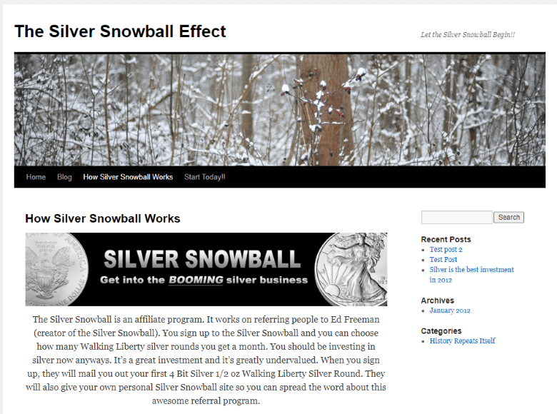 silver snowball homepage
