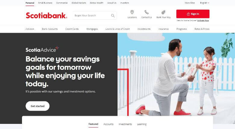 Scotia Bank homepage
