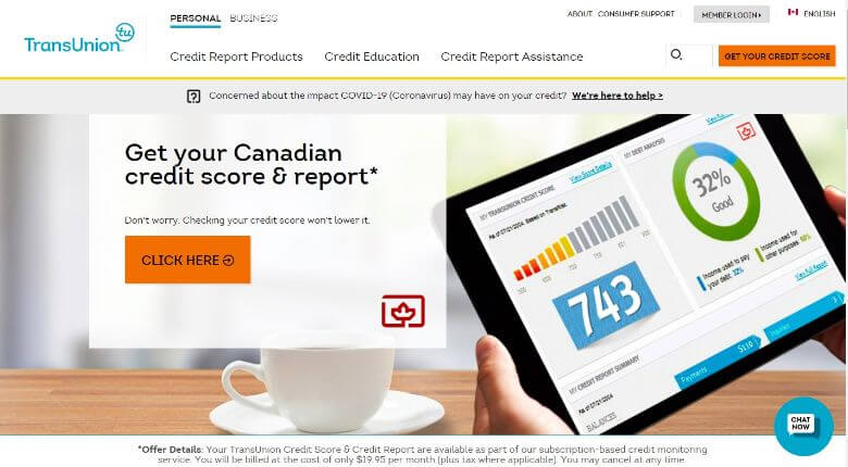 TransUnion Canada Homepage