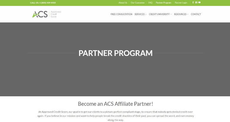 Approved credit score Affiliate page 