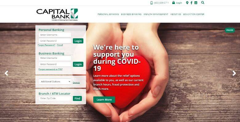 capital Bank homepage