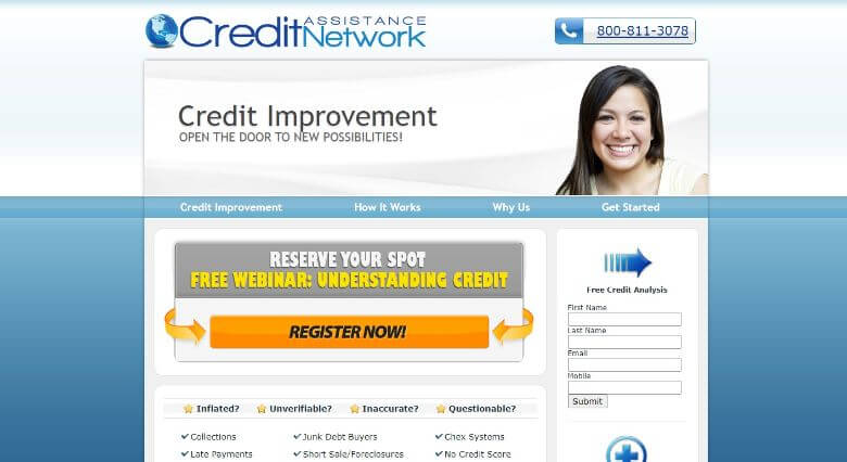 Credit assistance network homepage