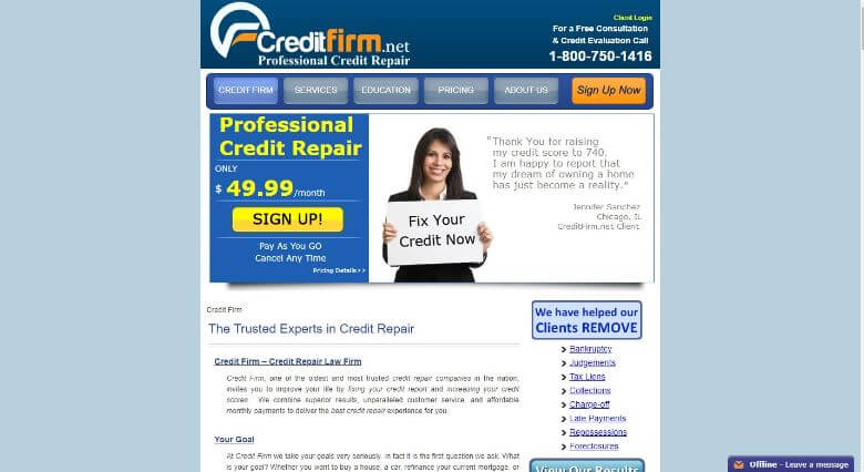 Credit firm homepage