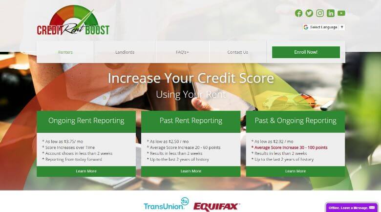 Credit rent boost homepage
